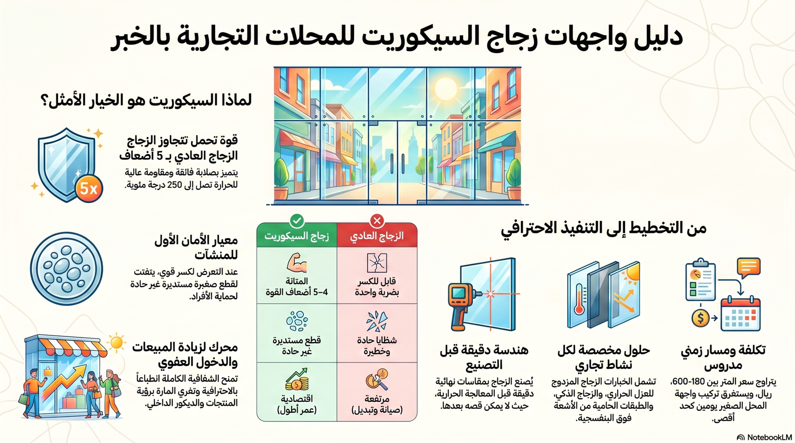 تركيب واجهة محل زجاج سيكوريت احترافية في الخبر.