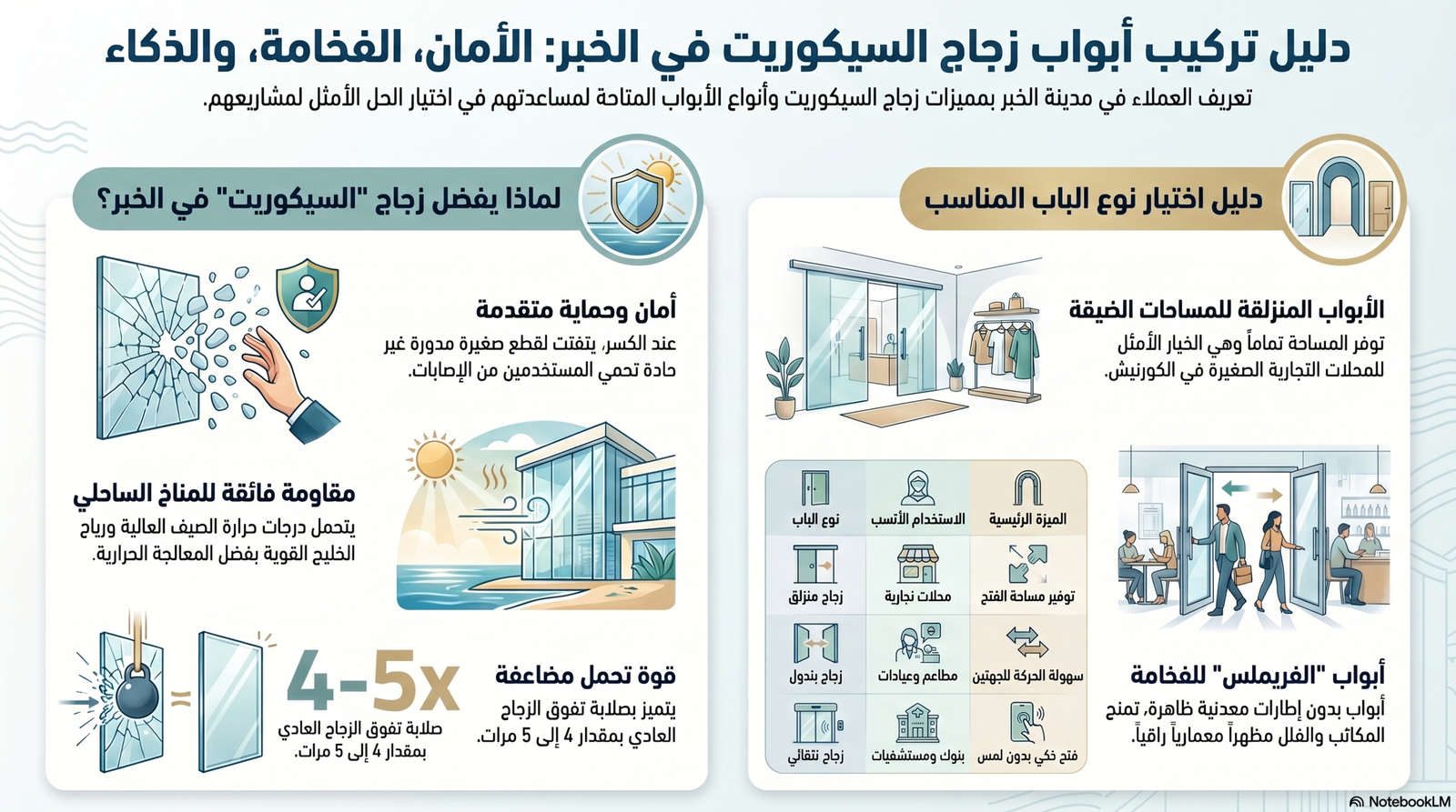 تركيب أبواب زجاج سيكوريت الخبر موديلات منزلقة وبندولة حديثة.