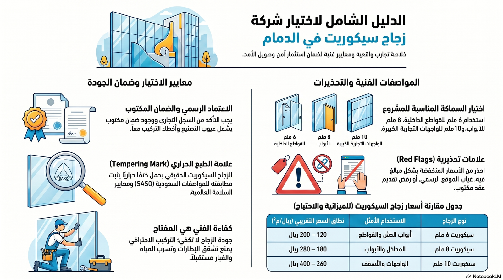 تركيب واجهات زجاج سيكوريت احترافية في الدمام.
