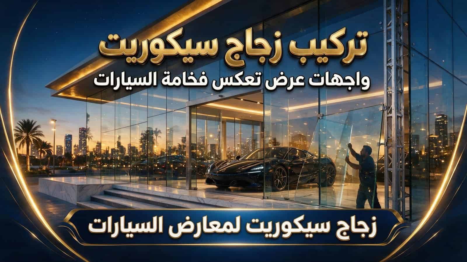 تركيب زجاج سيكوريت لمعارض السيارات | واجهات عرض تعكس فخامة السيارات